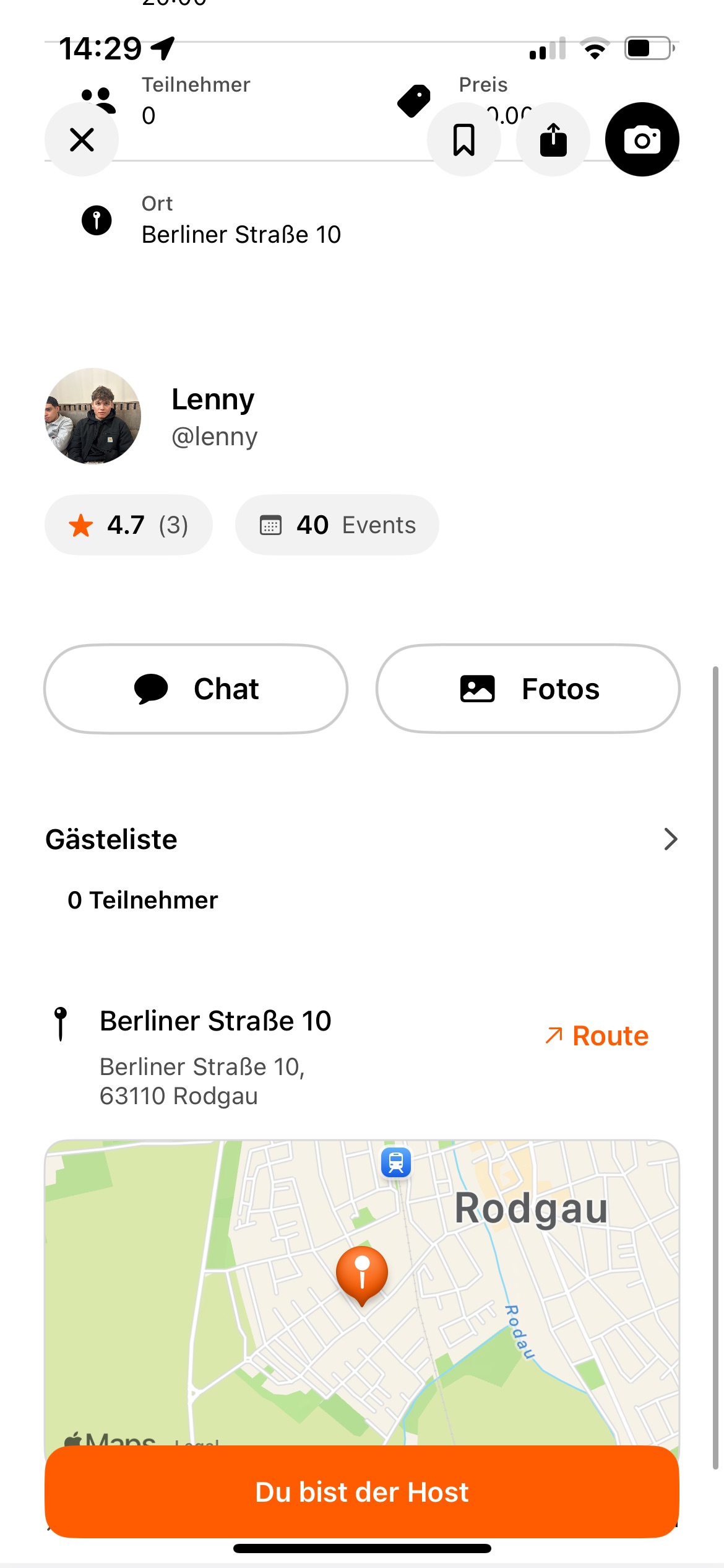 Event Infos - Location und Beschreibung